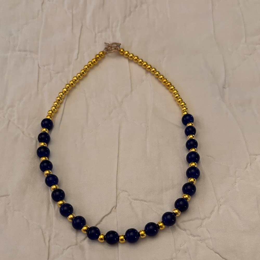 Chic Gold and Navy Beaded‎ Necklace